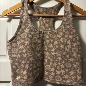 Pact Brown Floral Crop Top